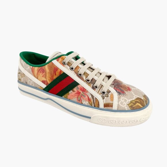 Gucci Tennis 1977 Low Top Sneakers Size 38.5 US 8.5 Beige GG Supreme Water Flora - Picture 9 of 14